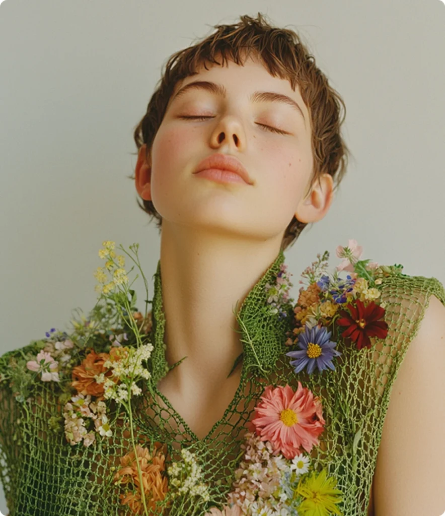 Fine-Art-Porträt mit Wildblumen